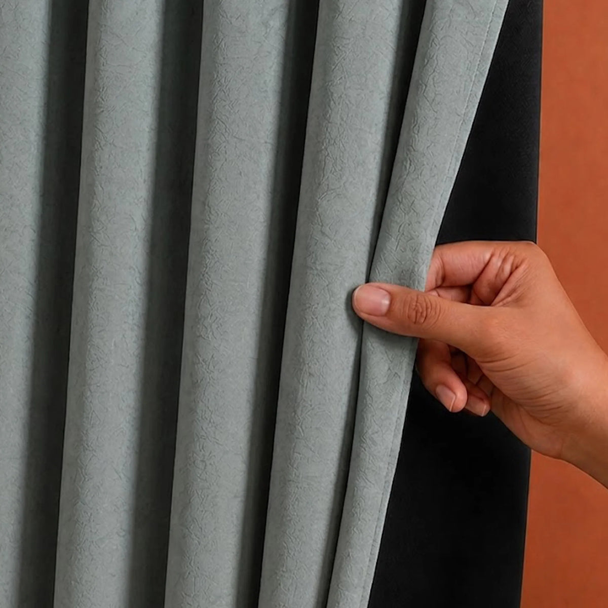 Fort Essential Abstract - Eyelet Black Backing Blackout Curtain (Grey)