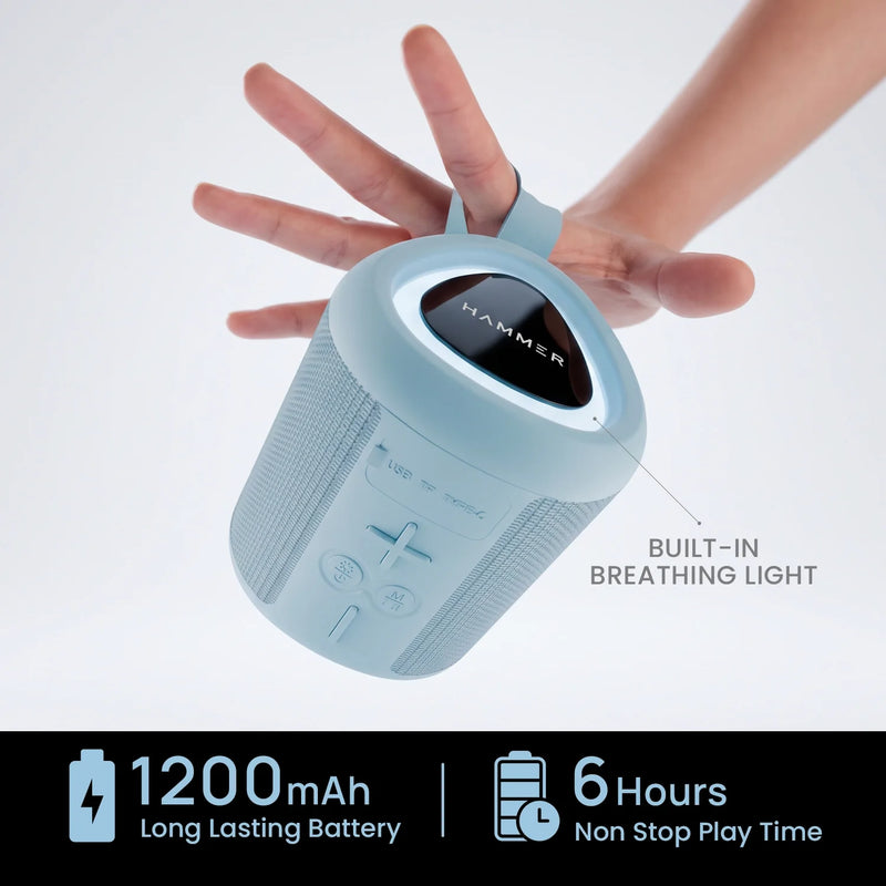HAMMER Drop 2 8W Bluetooth Speaker, USB/TF/FM, TWS Function, Bluetooth V6.0, Type C Charging (Blue)-2