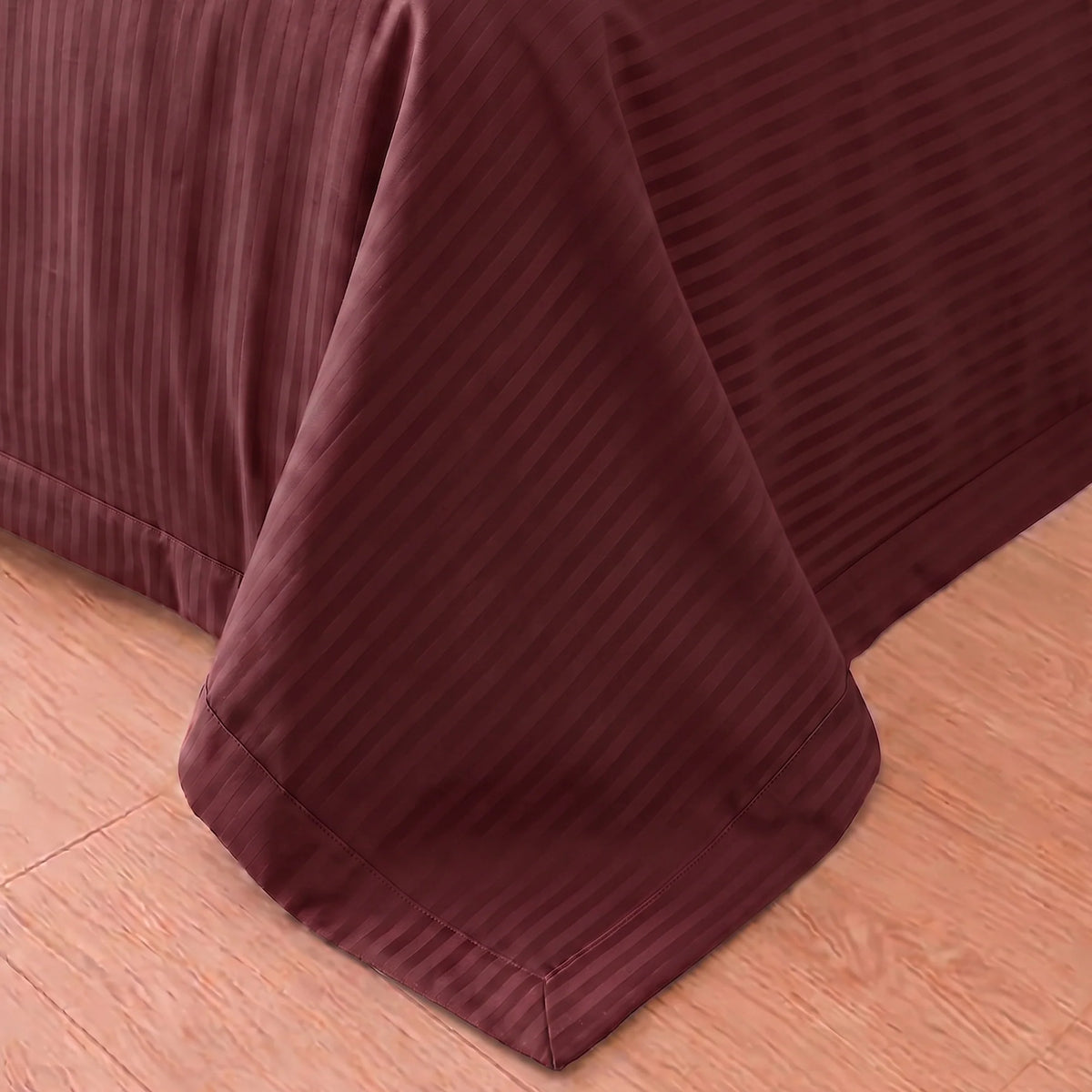 Breton Doze - Satin Stripe Reversible Dohar Blanket (Maroon)