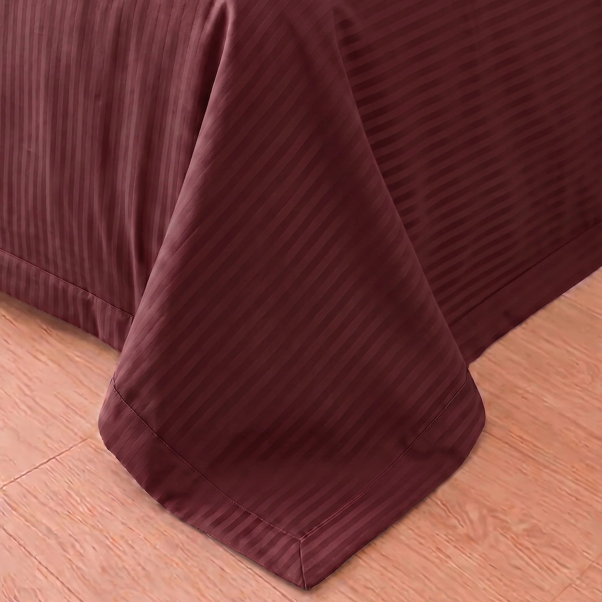 Breton Doze - Satin Stripe Reversible Dohar Blanket (Maroon)-2