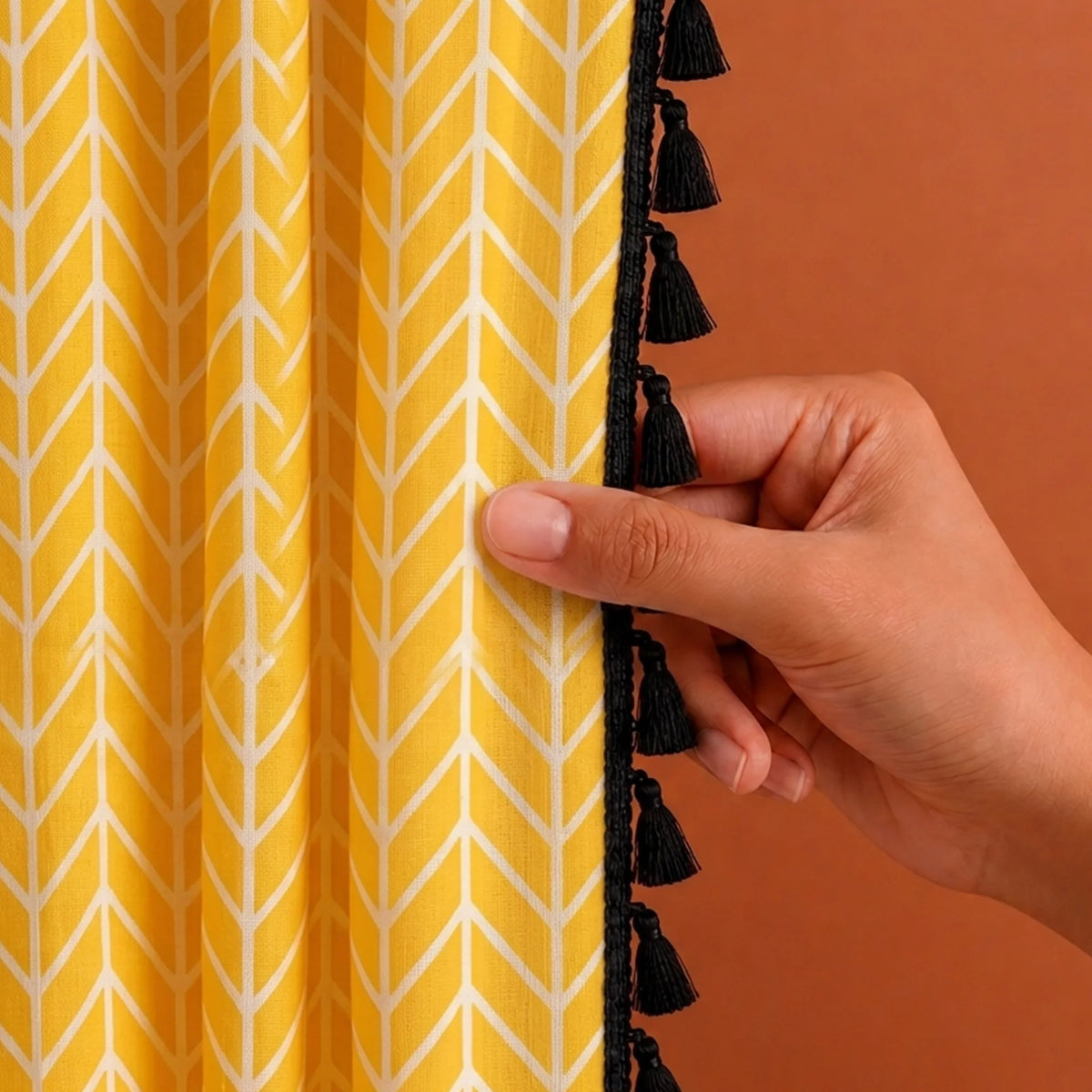 Imprimer Handpicked Aztec - Printed Semi Blackout Rod Pocket Curtain (Yellow)