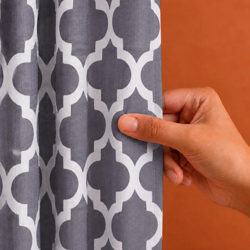 Imprimer Quatrefoil Printed Semi Blackout Curtain-2