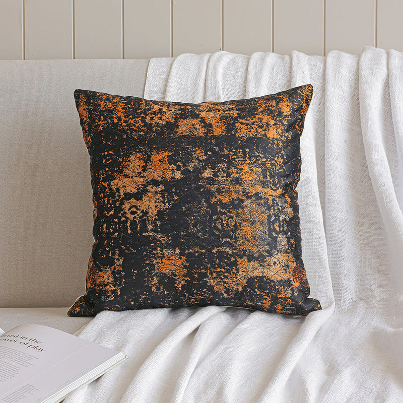 Abstract Pattern Quilted Cushion Cover (Black & Mustard)-2