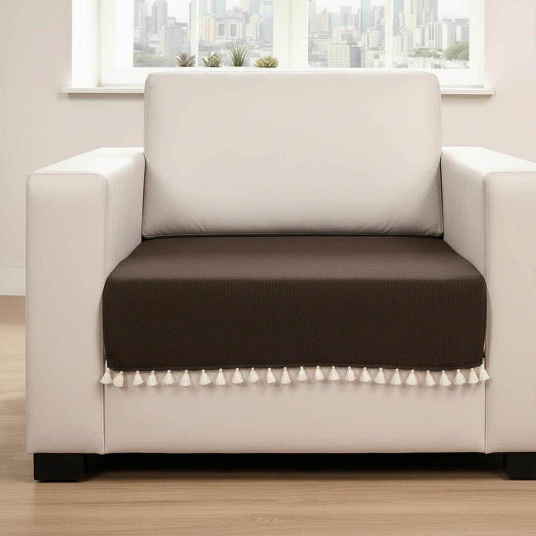 Chenille Solid Brown Sofa Cover-1
