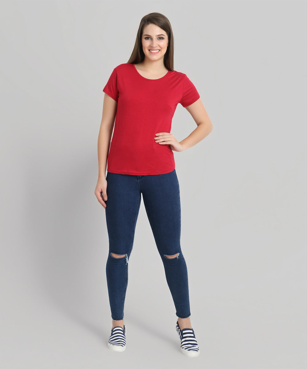 Naturefab Women's Organic Bamboo Tshirt Maroon-6