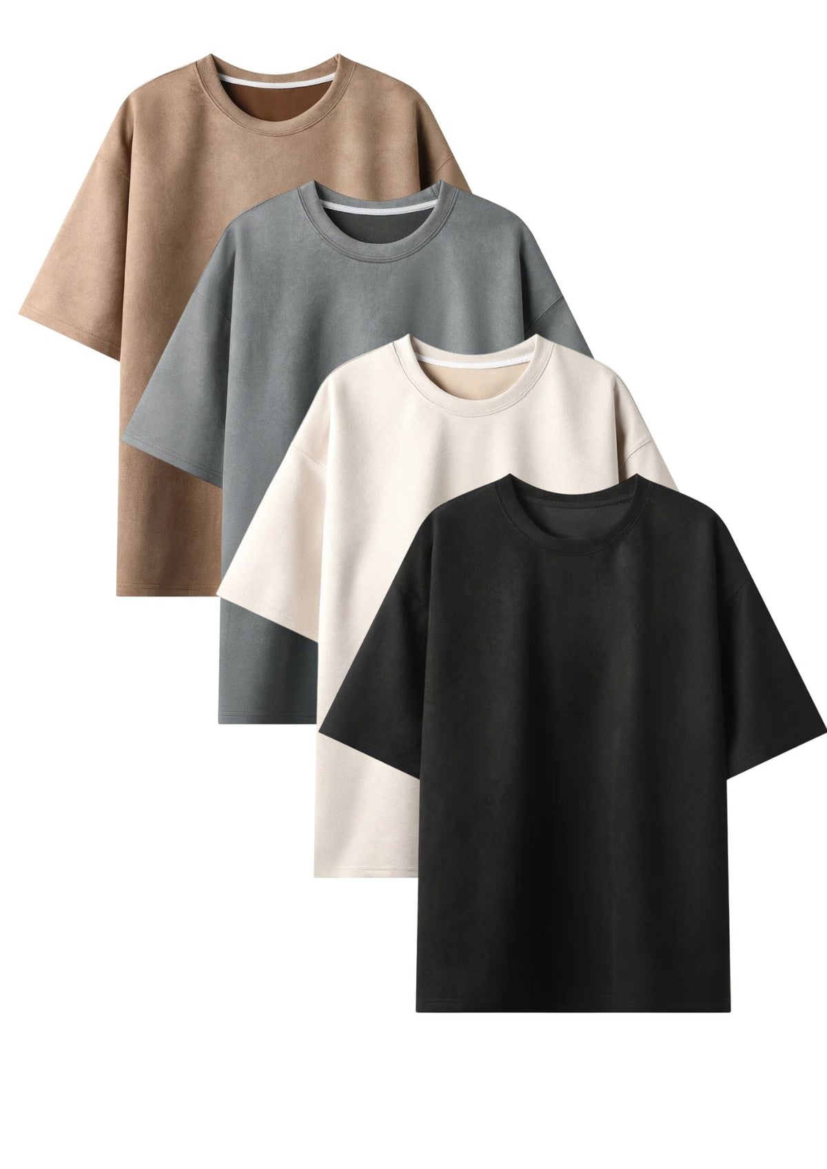 240 GSM Heavyweight Oversized Solid Pack of 4 T-Shirts Beige,Steel Grey, Off white & Black.