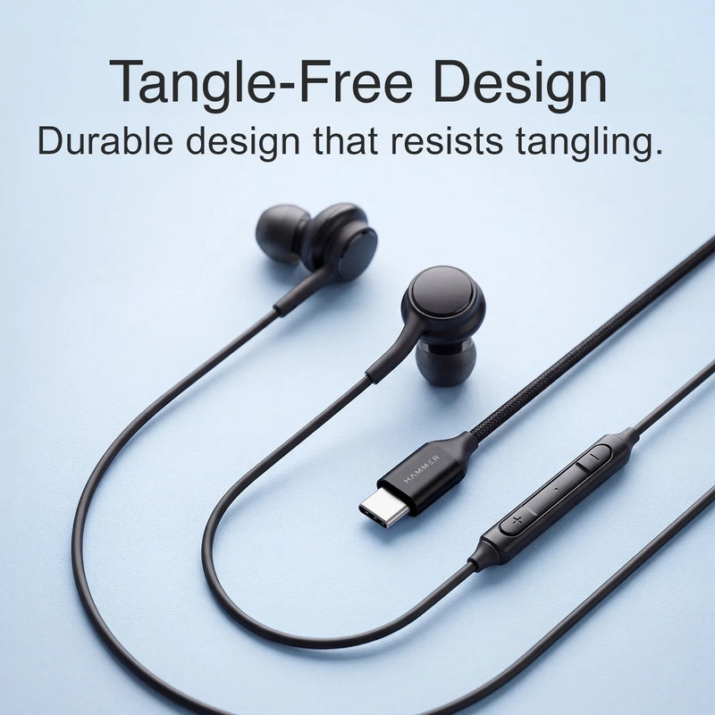 Hammer Nova 5 Type C earphone with In-Line Mic and Controls (Black)-2