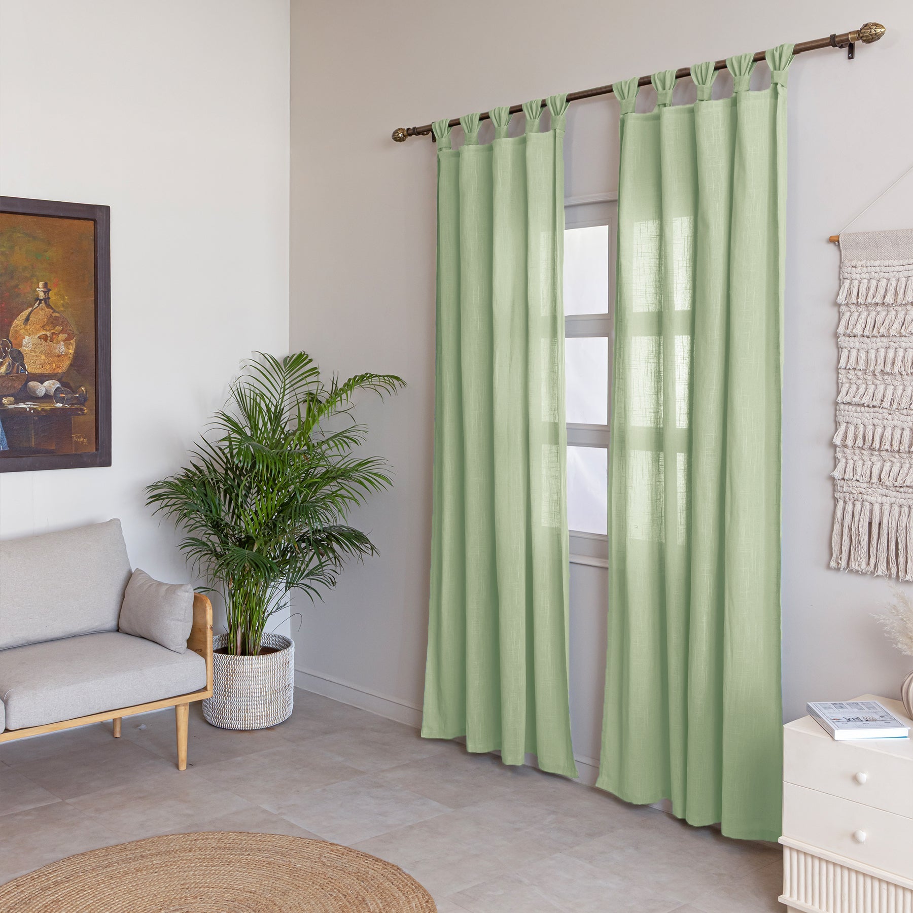 Fort Absolute - Twist Tab Top Sheer Curtain (Mint Green)-2