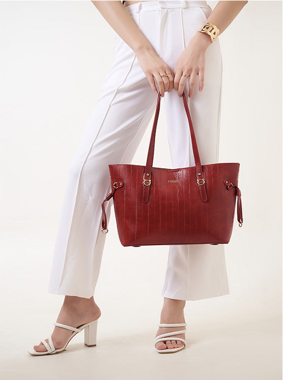 Culge Chicago "The Drake" Luxury Monolith Tote – Crimson Noir-5