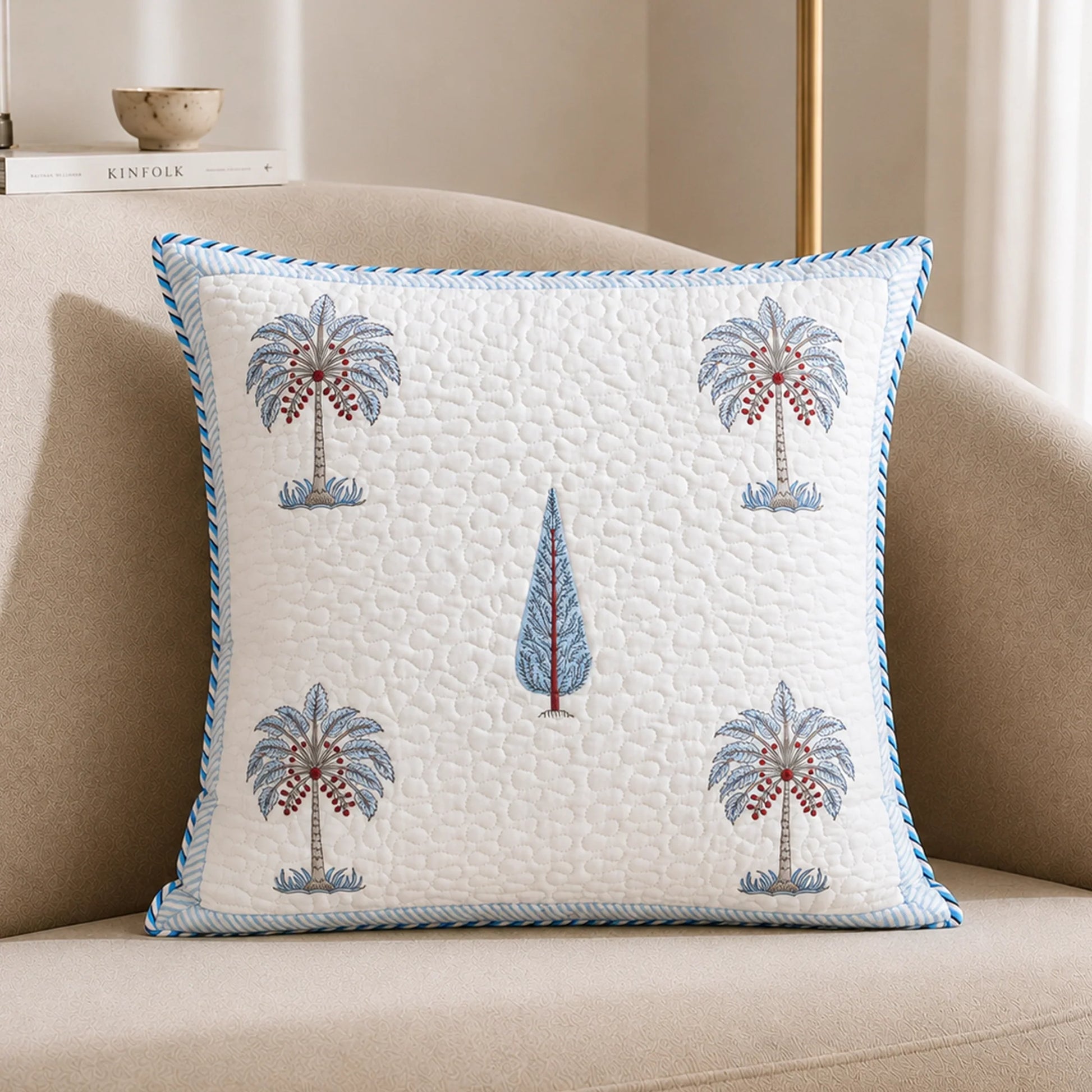 Fort Sawtooth - Quilted Cotton Cushion Cover (Blue)-8