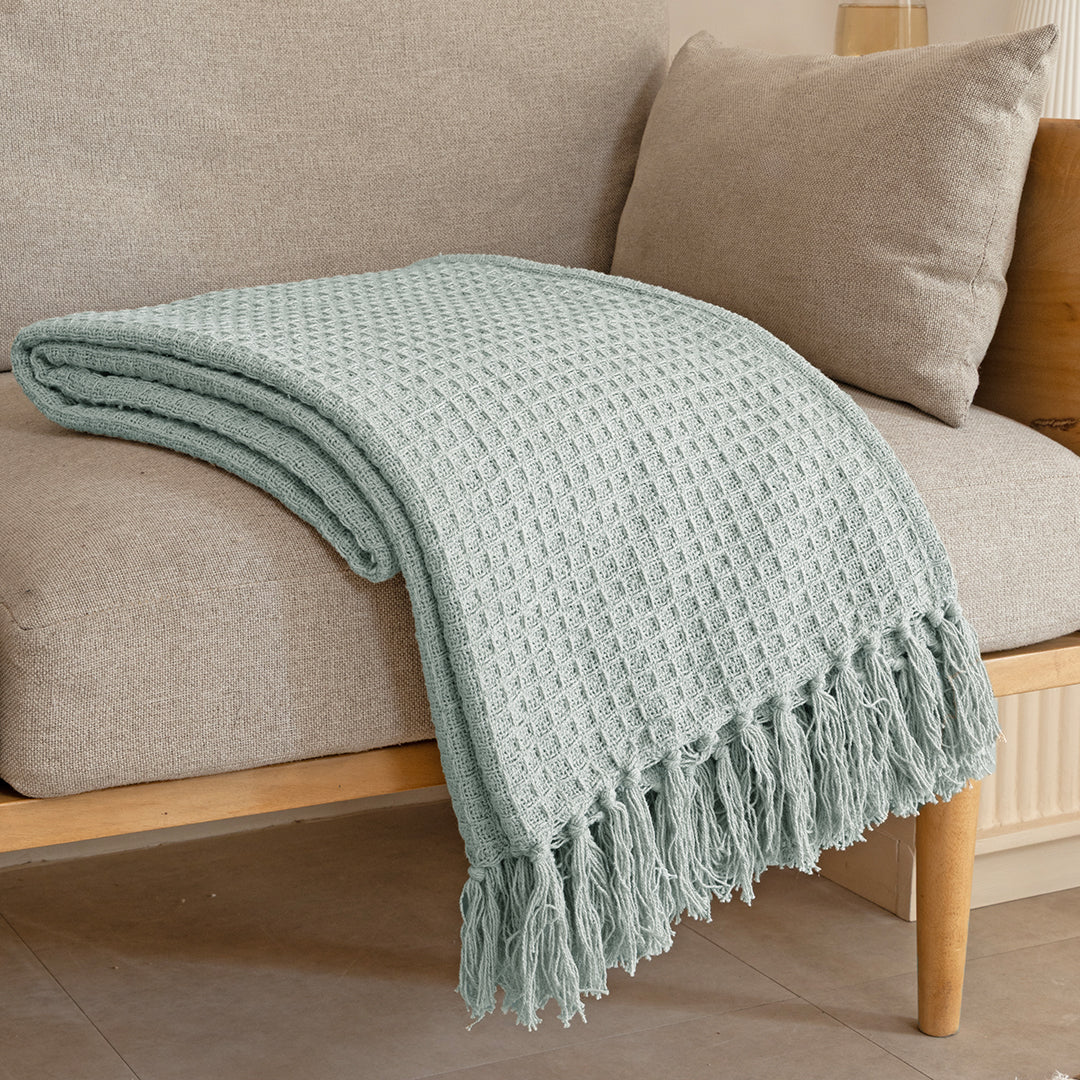 Ice Blue - Waffle Throw-2