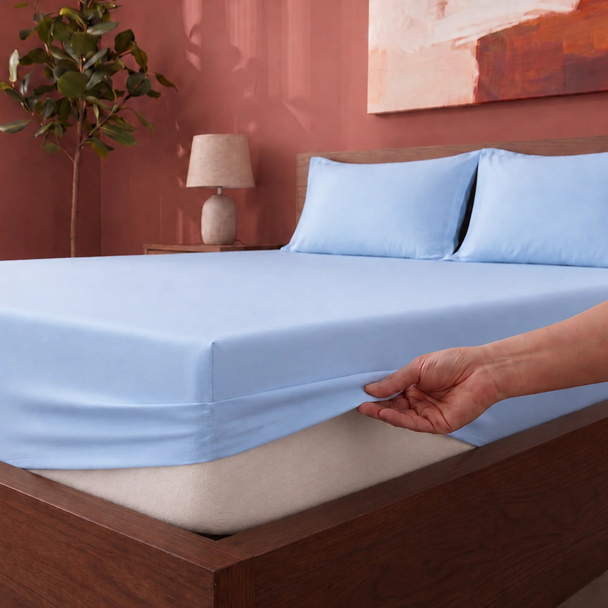 Fort Sublime - Solid Fitted Bedsheet (Sky Blue)