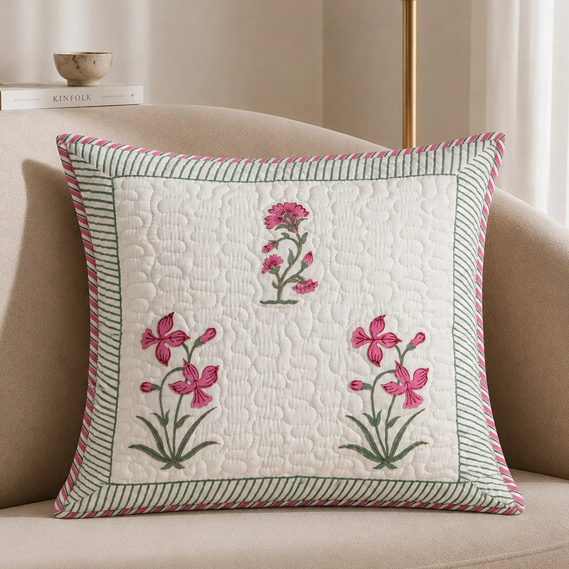 Fort Sawtooth - Quilted Cotton Cushion Cover (Pink)-8
