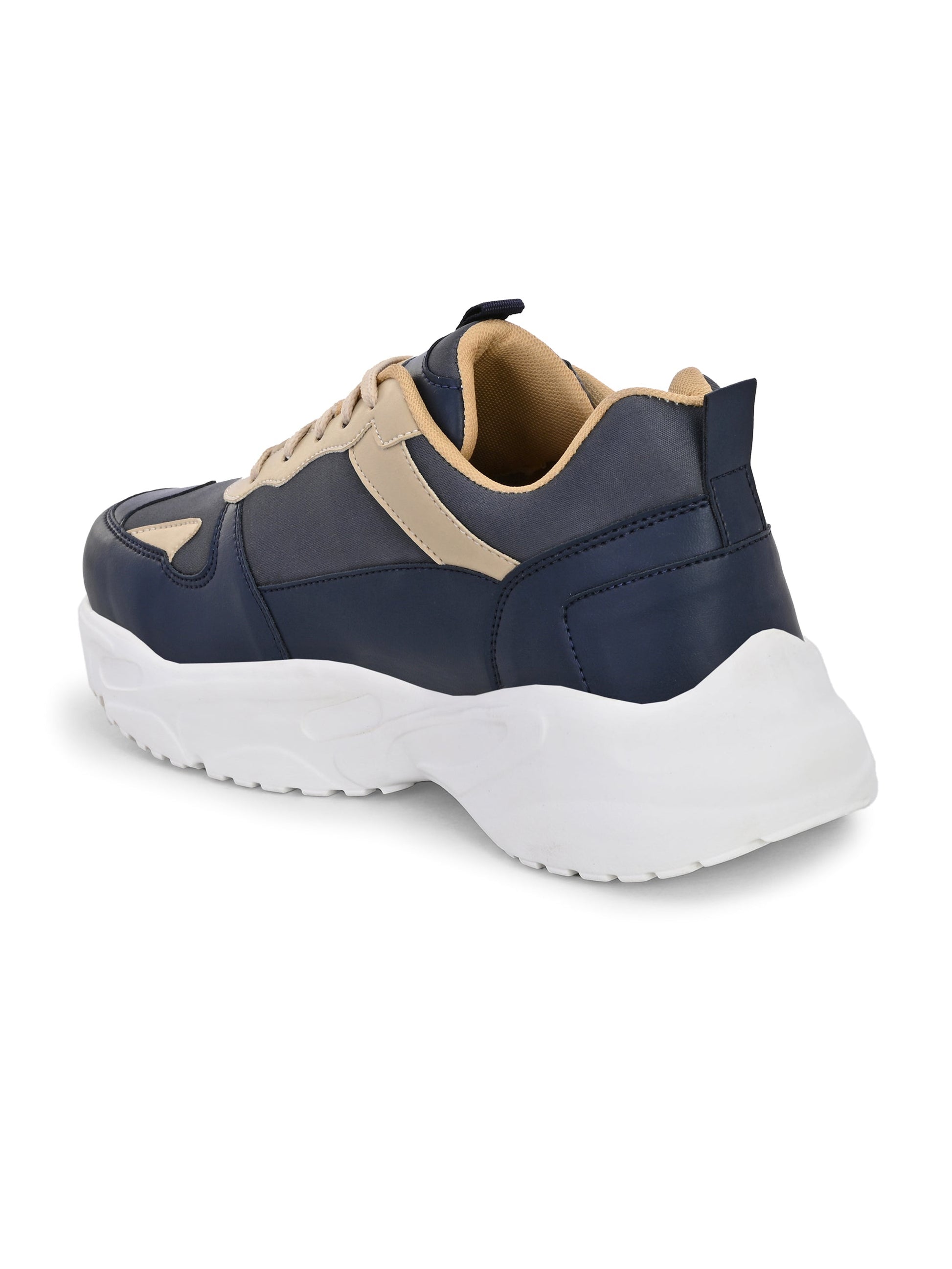 EL PASO Men Blue Faux Leather Casual Lace Up Sneakers-3