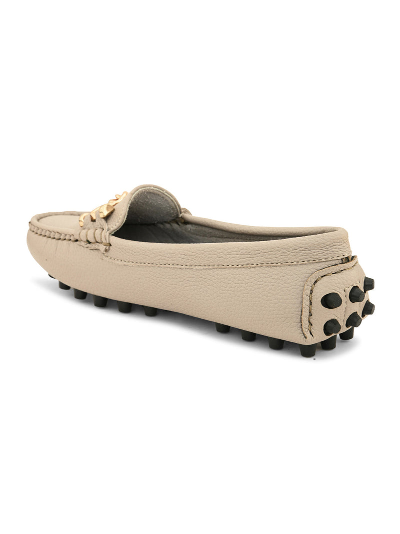 Women Textured Loafers With Buckle Detailing-4