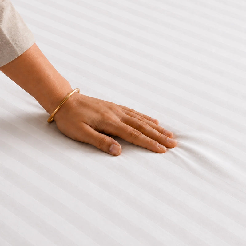 Breton Nap - Satin Stripes Bedsheet (White)-2