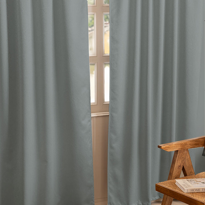 Fort Essential Abstract - Rod Pocket Black Backing Blackout Curtain (Grey)-2