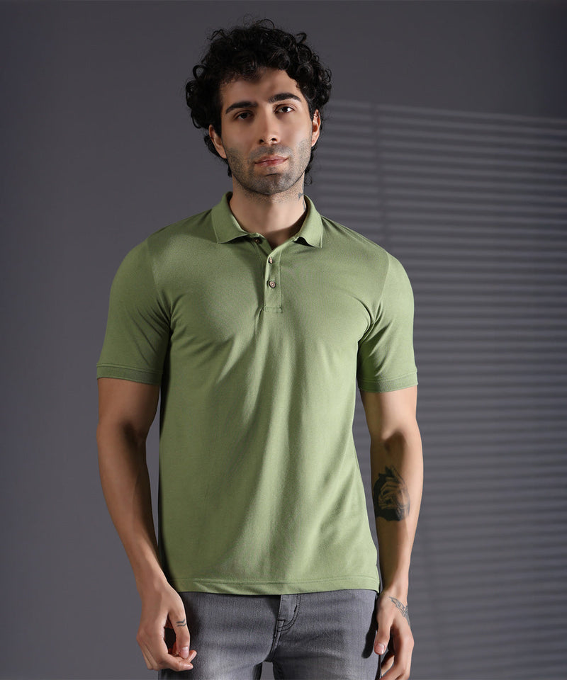 Naturefab Men’s Organic Bamboo Polo Tshirt Environment Green-1