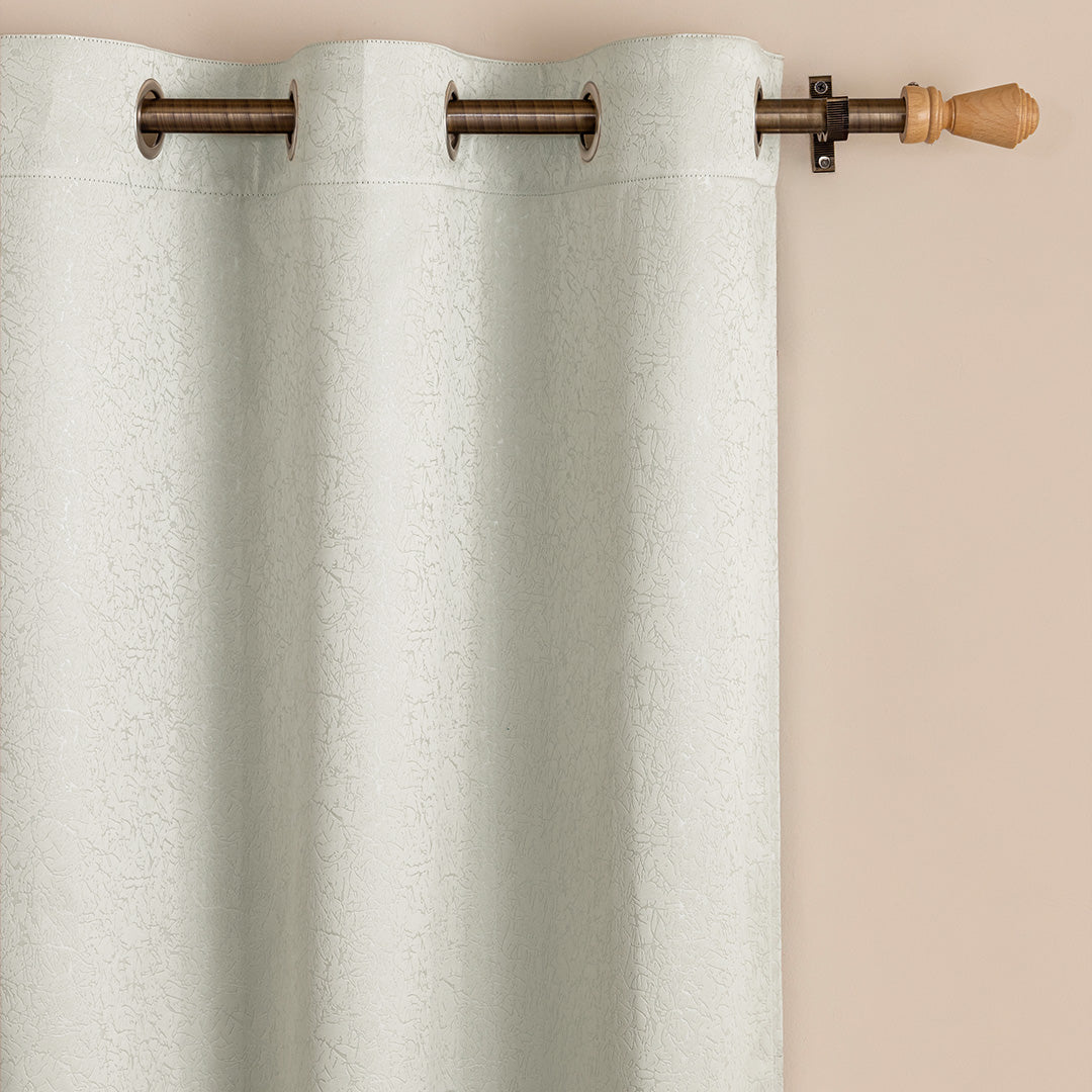 Fort Essential Abstract - Eyelet Black Backing Blackout Curtain (Off White)-2