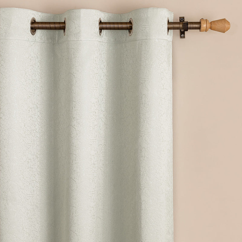 Fort Essential Abstract - Eyelet Black Backing Blackout Curtain (Off White)-2