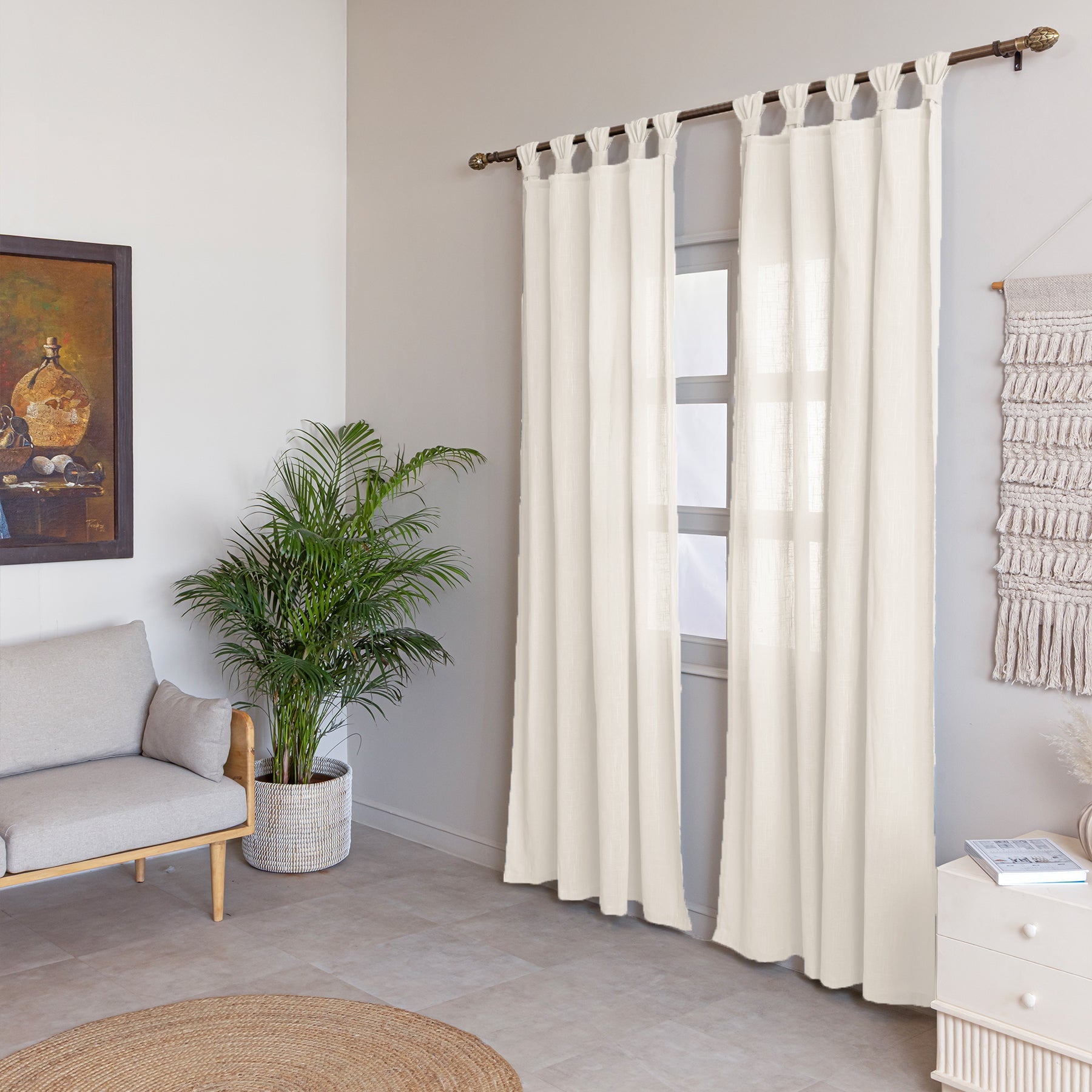 Fort Absolute - Twist Tab Top Sheer Curtain (White)-2