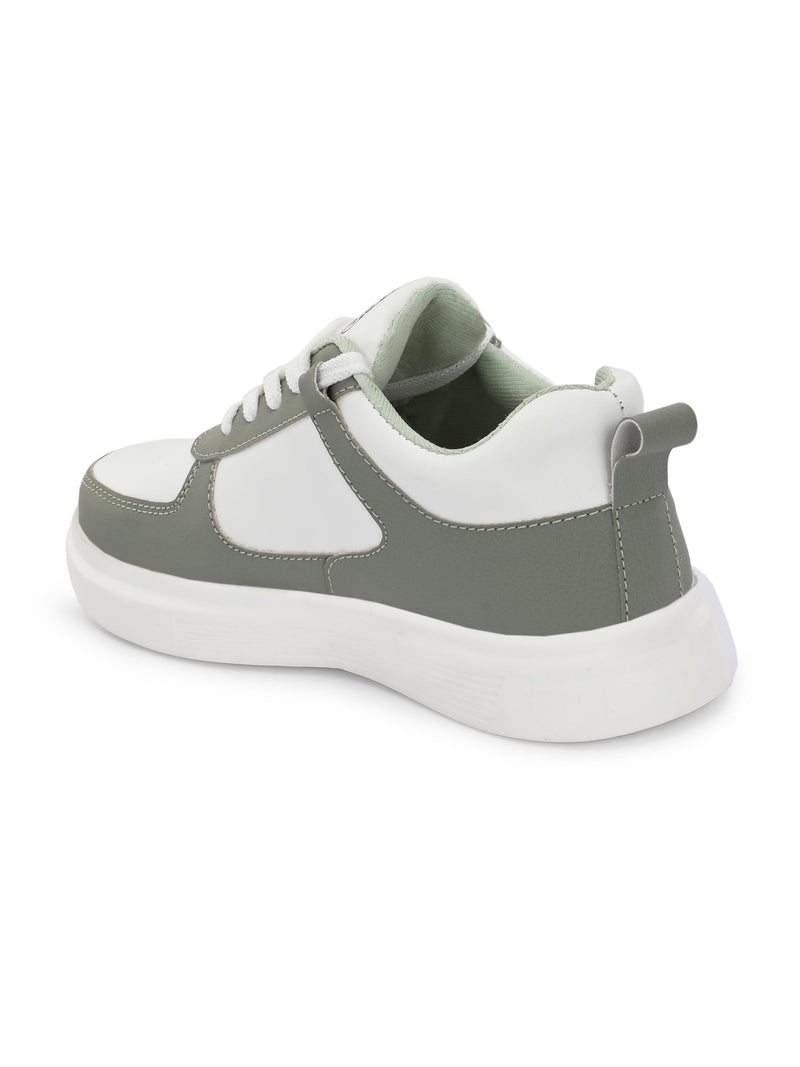 EL PASO Faux Leather Casual Lace Up Sneakers For Women-49