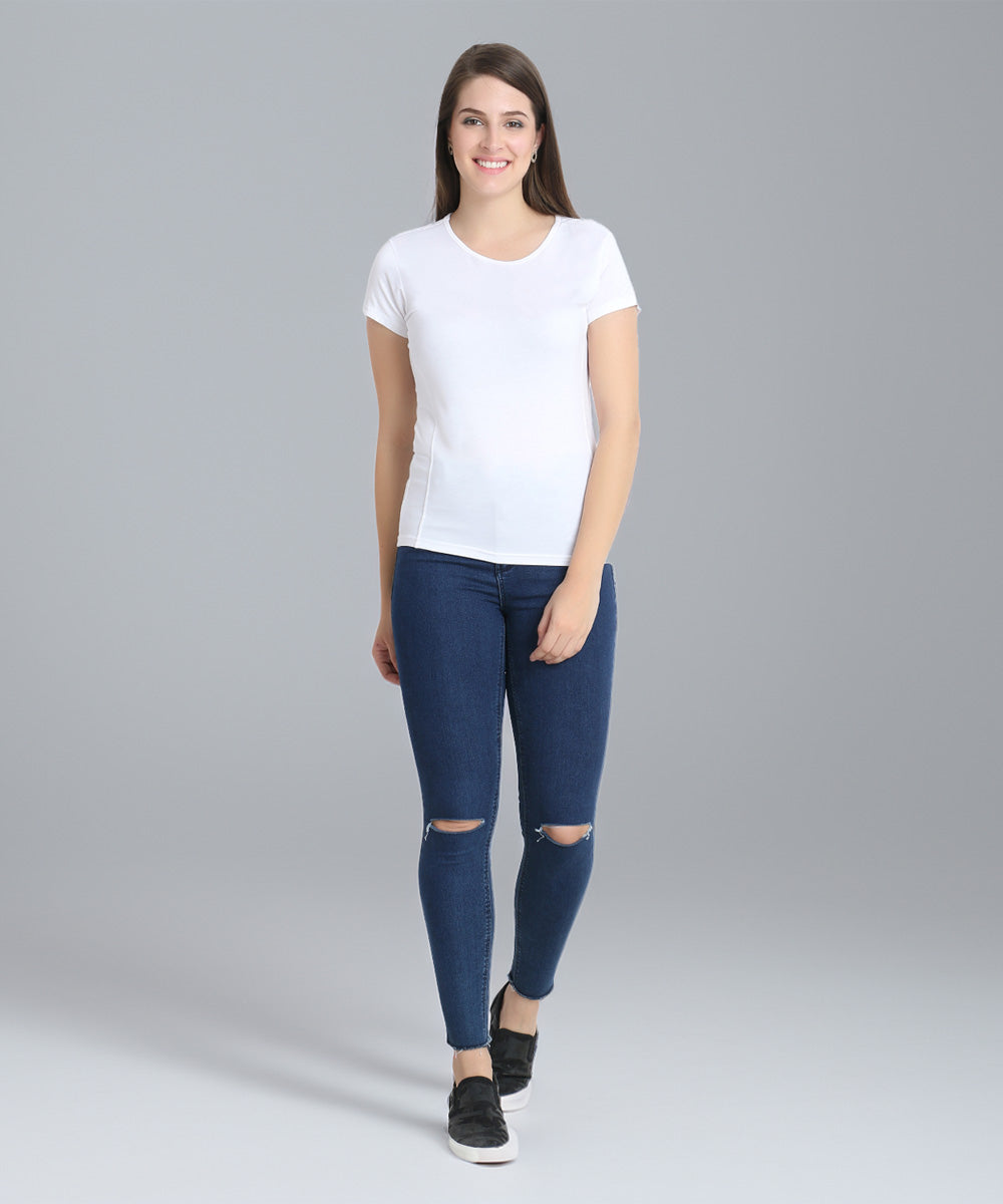 Naturefab Women's Organic Bamboo Tshirt White-6