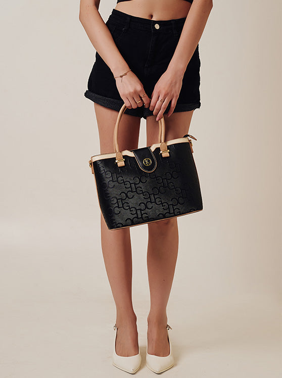 Culge Chicago "The Loop" Monogram Tote – Midnight Noir & Cream-6