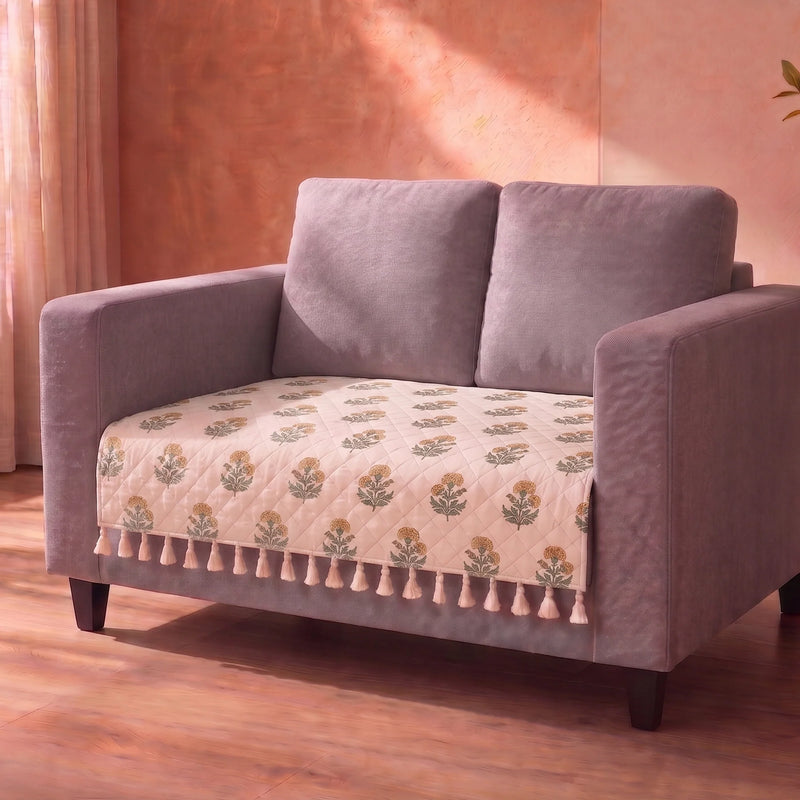 Meadow Bloom - Printed Sofa Cover (White)-2