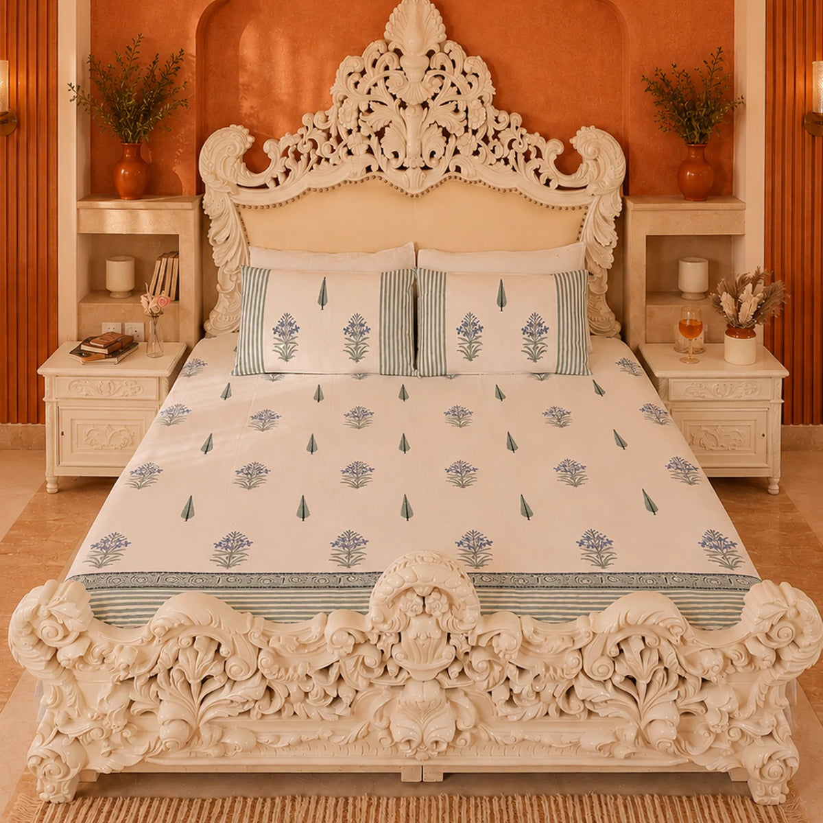 Gentle Bud - Handblock Bedsheet-4