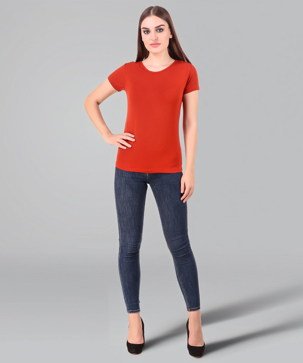 Naturefab Women's Organic Bamboo Tshirt Red-6