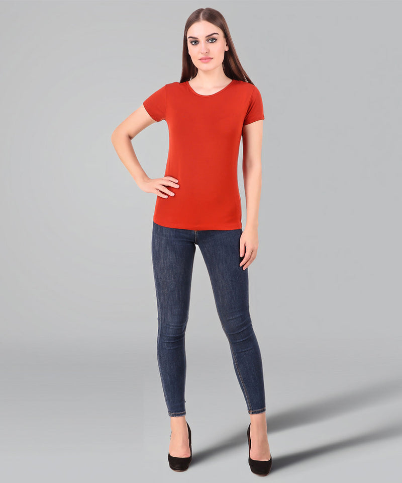 Naturefab Women's Organic Bamboo Tshirt Red-6