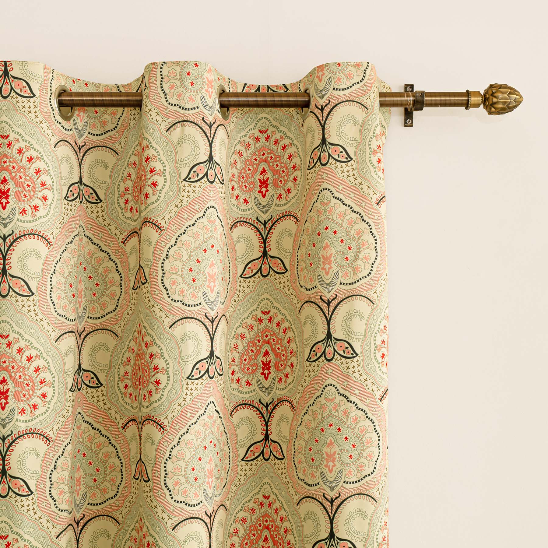 Imprimer Floral - Digital Printed Blackout Curtain (Green & Pink)-2