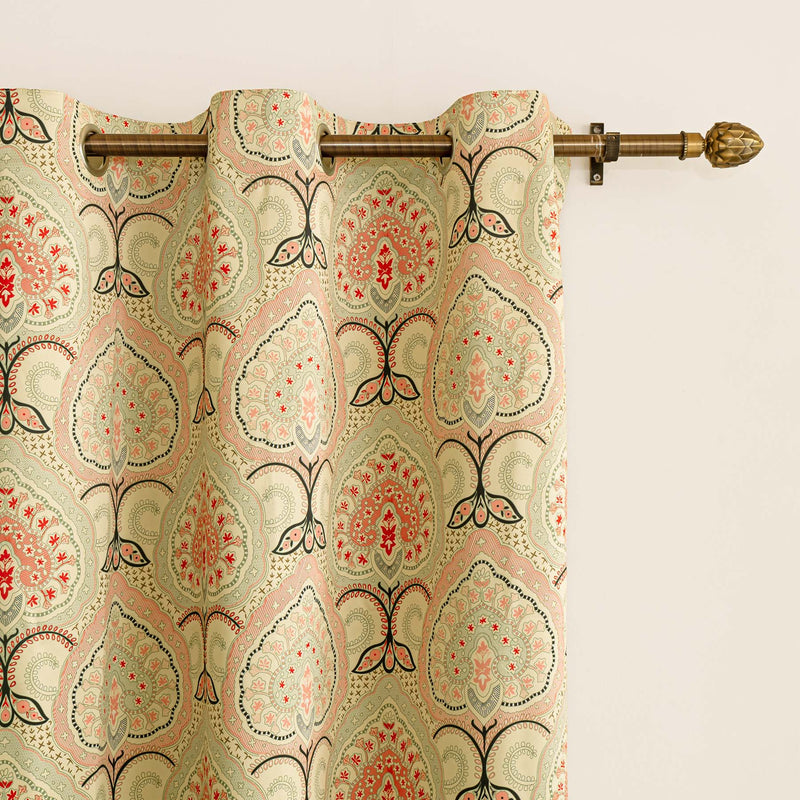 Imprimer Floral - Digital Printed Blackout Curtain (Green & Pink)-2