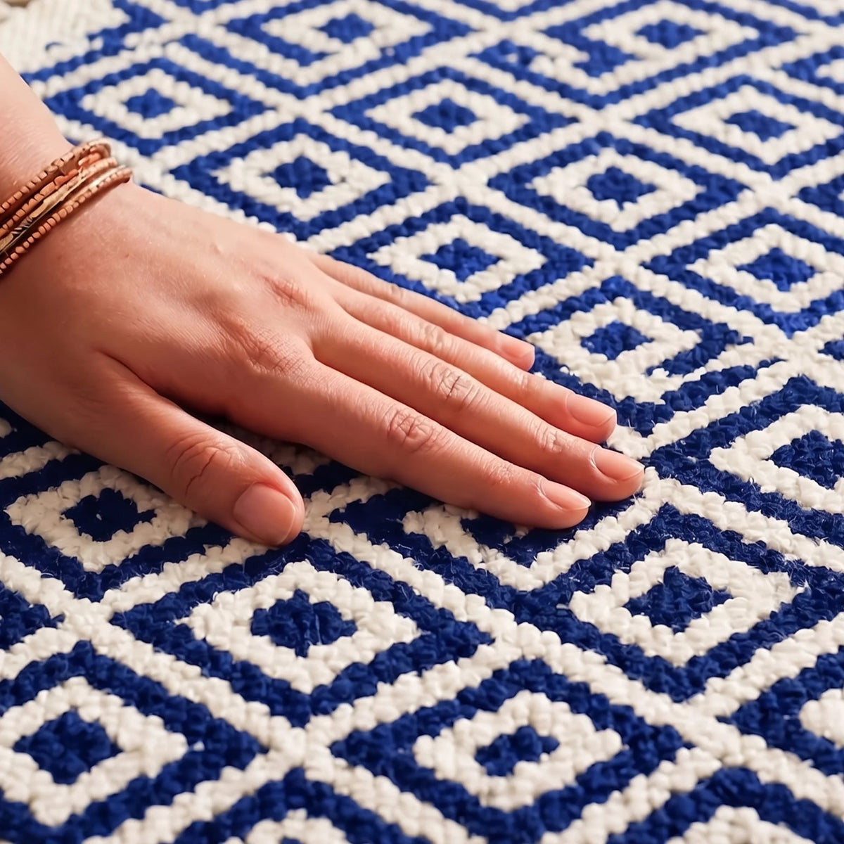 Tessitura Confetti - Diamond Cotton Rug (Blue & White)