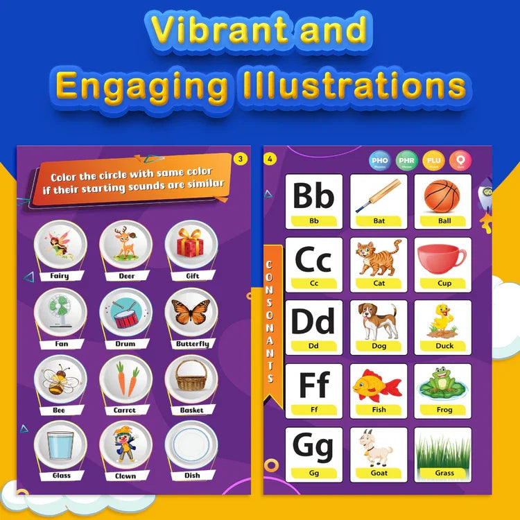 Kiddale Musical Phonics Book(2-6 years) | Interactive Talking Book for Early Reading, Pronunciation & Speech Development|Rhymes & Stories