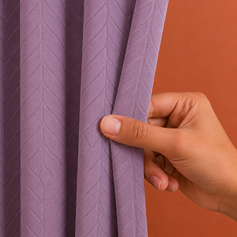 Fort Essential Embossed - Eyelet Black Backing Blackout Curtain (Lilac)-4