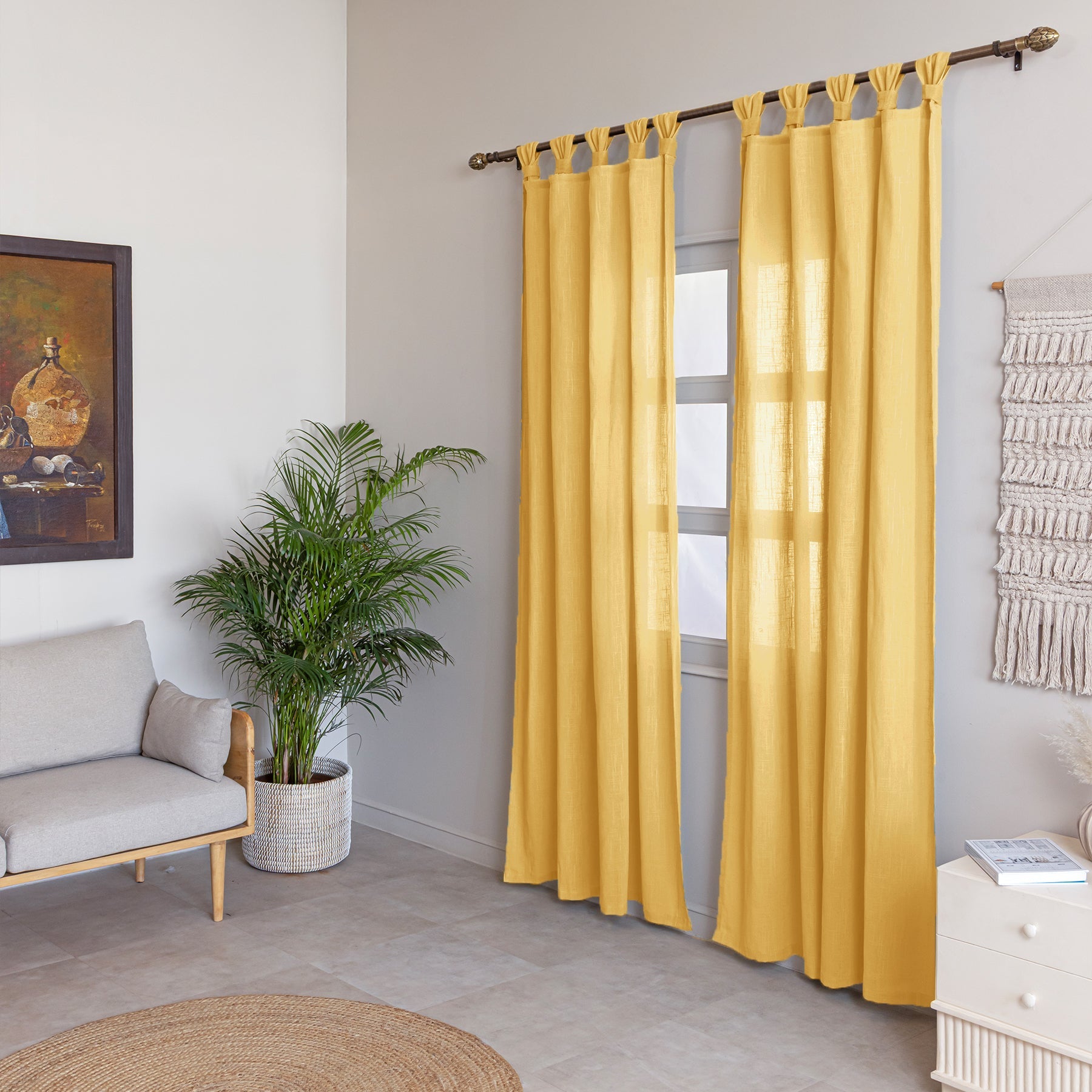 Fort Absolute - Twist Tab Top Sheer Curtain (Yellow)-2