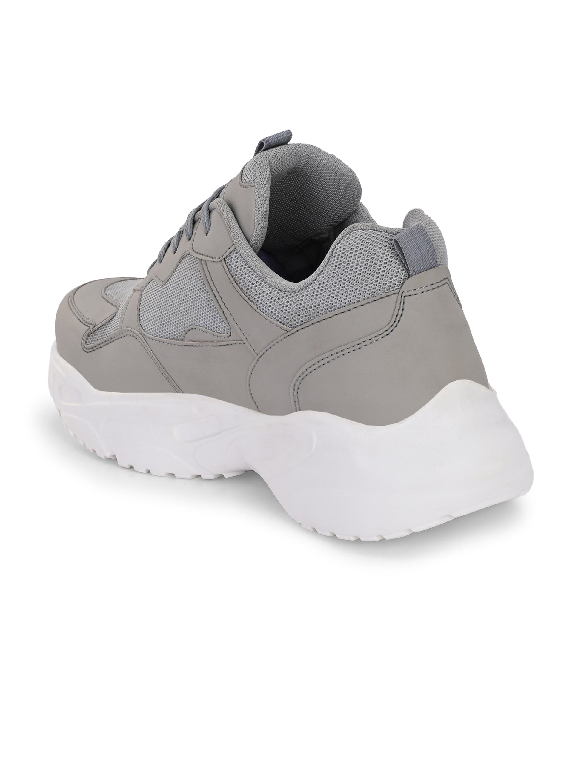 EL PASO Men Grey Faux Leather Casual Lace Up Sneakers-3