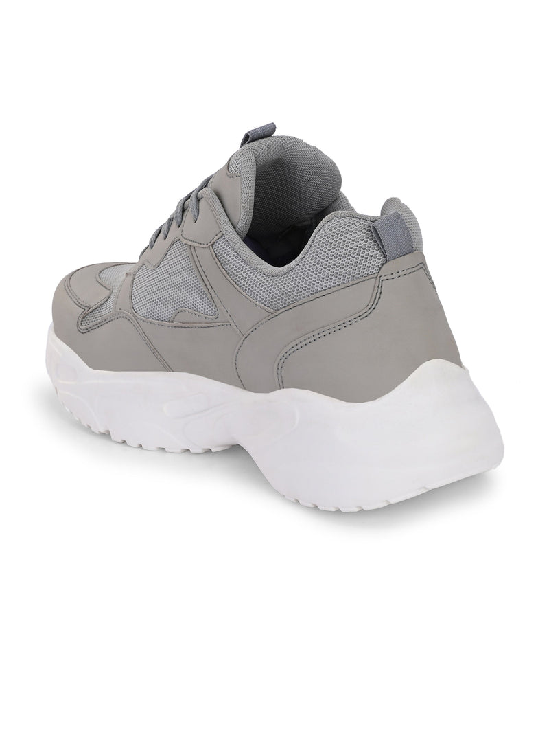 EL PASO Men Grey Faux Leather Casual Lace Up Sneakers-3