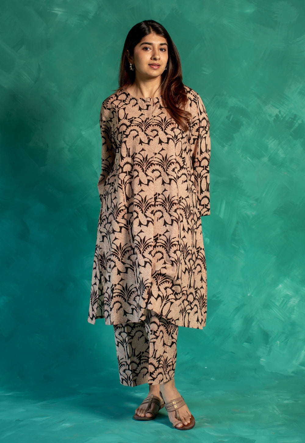 Kaaya Black Bagru Cotton Straight Co-Ord Set