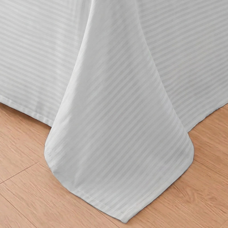 Breton Doze - Satin Stripe Reversible Dohar Blanket (White)-2