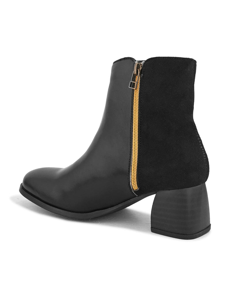 EL PASO Women Black Faux Leather Casual Chelsea Boots-4