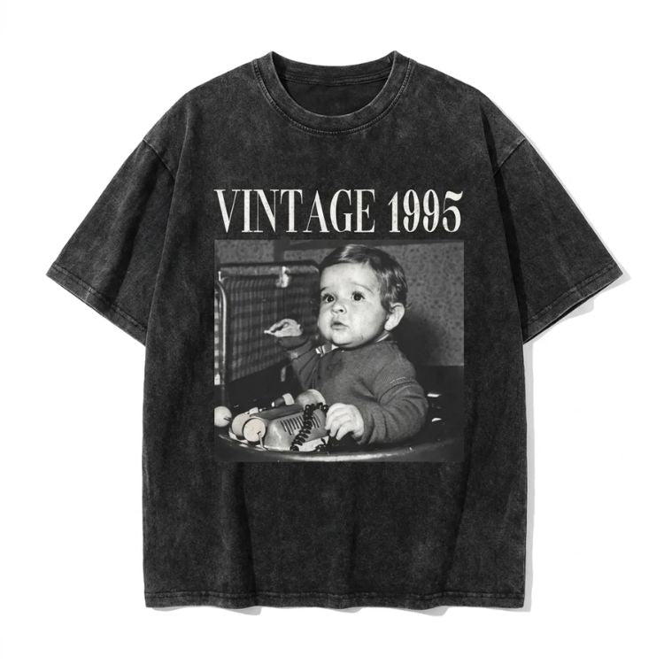 Vintage Custom Photo & Year Unisex T-Shirt-6