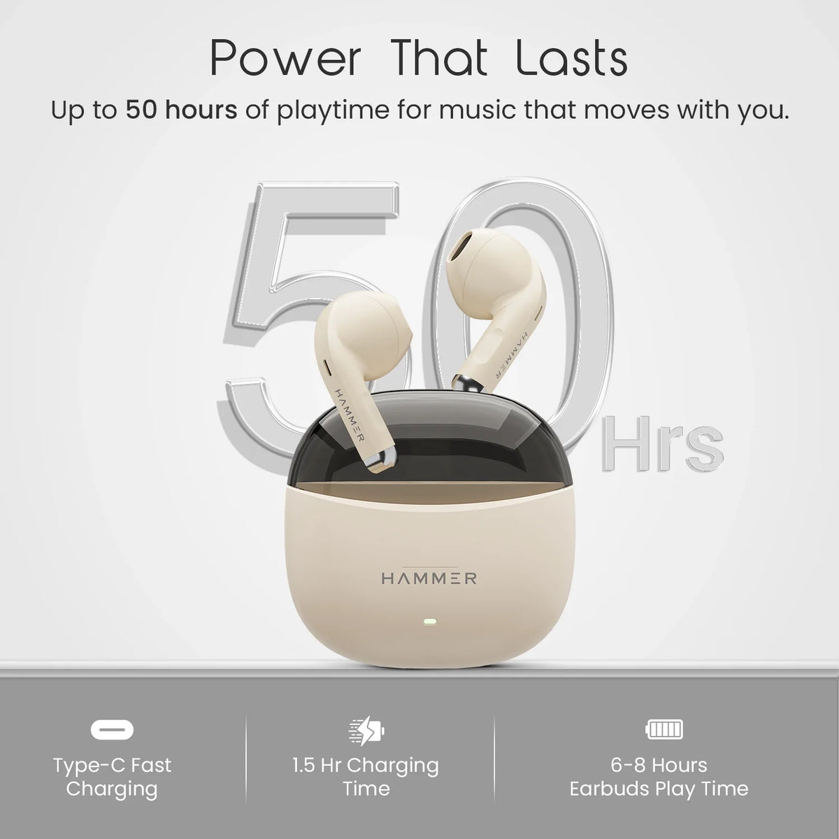 Hammer Ultra Pods TWS Earbuds with 3D Stereo Sound & Touch Controls-15