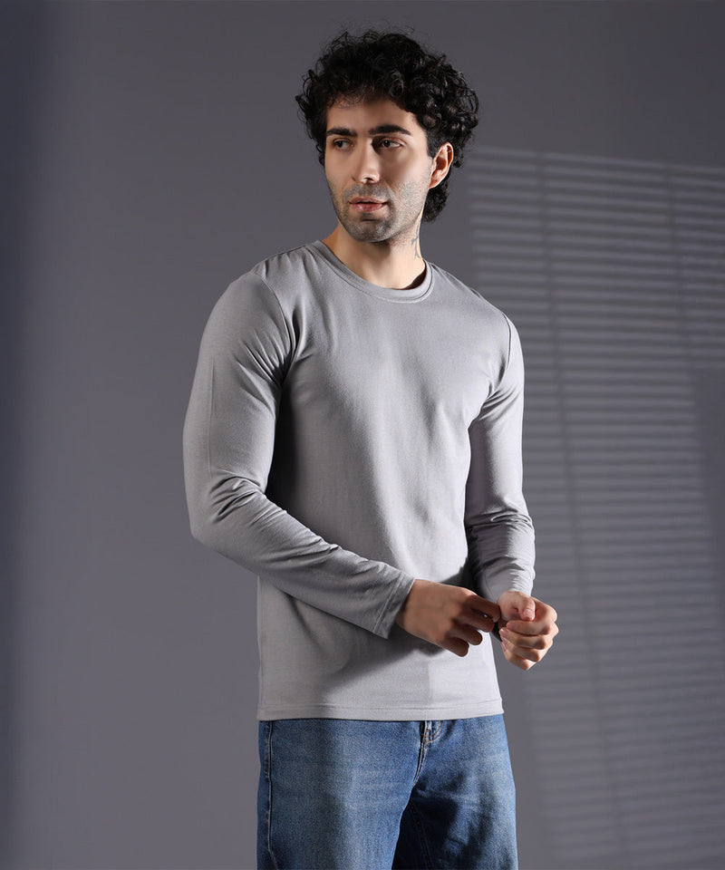 Naturefab Men's Organic Bamboo Full sleeve Terry Tshirt Grey-4