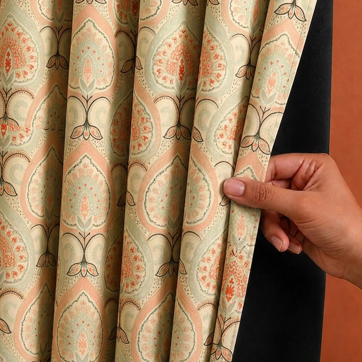 Imprimer Floral - Rod Pocket DP Blackout Curtain (Green & Pink)