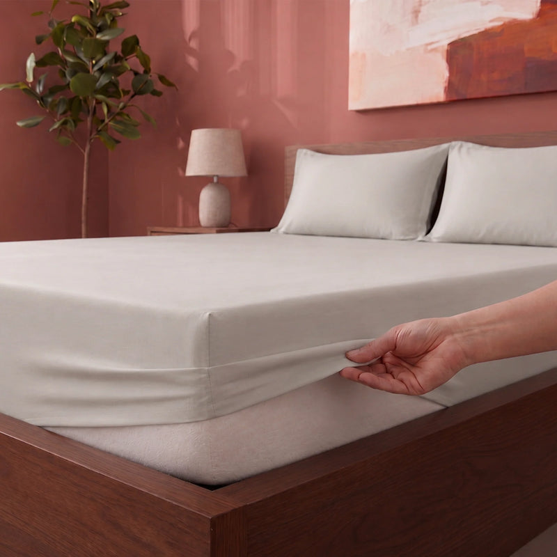 Fort Sublime - Solid Fitted Bedsheet (Light Grey)-2