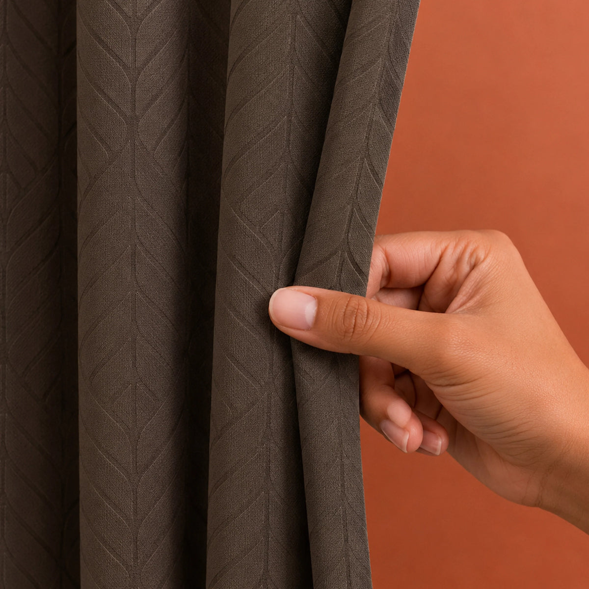 Fort Essential Embossed - Rod Pocket Black Backing Blackout Curtain (Brown)