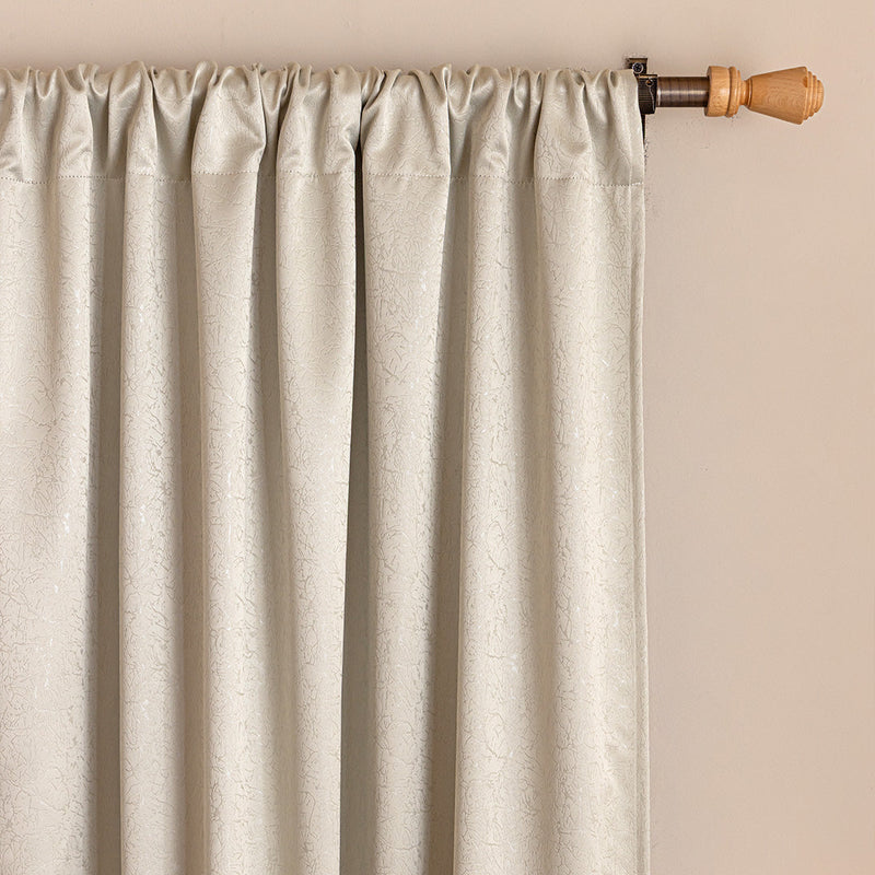 Fort Essential Abstract - Rod Pocket Black Backing Blackout Curtain (Off White)-2